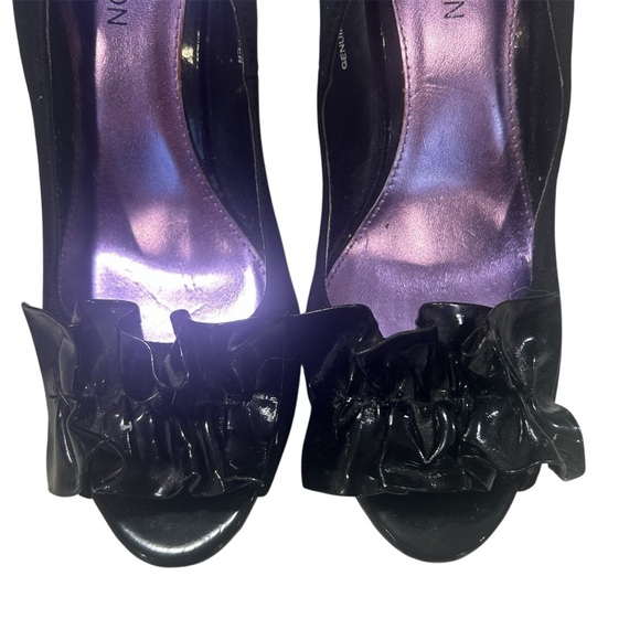 David Dixon Black Genuine Leather Peep-Toe Heels Size 39 (8.5–9) - Picture 8 of 9